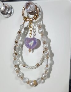 [비즈의하루] 오로라 하트 레이어드 진주 키링 제작