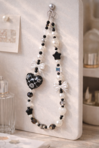 비즈)시크한 블랙 & 화이트 비즈 키링 스트랩